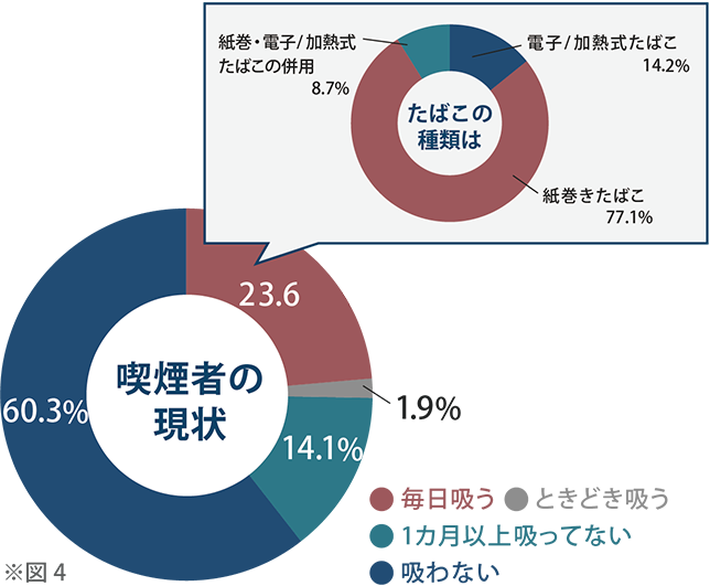 < 調査４>喫煙者の現状